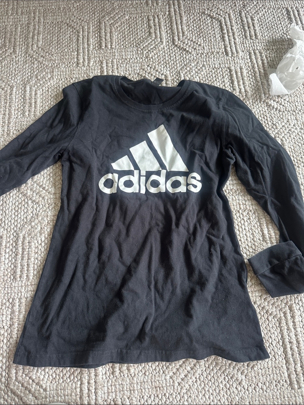 adidas Black Long-Sleeve Logo Tee with White Trefoil